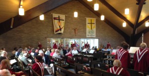 Congregation, Choir and Bell Choir Assembling Prior To Service